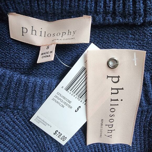 NWT Philosophy Blue Knit Crew Neck Pullover Sweater | Women's Small - Picture 7 of 9
